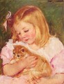 Sara Holding A Cat es madre de hijos, Mary Cassatt